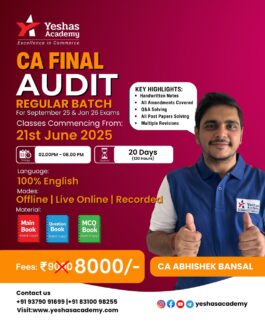 CA Final Advanced Auditing Regular Batch For September 2025 & January 2026 By CA Abhishek Bansal