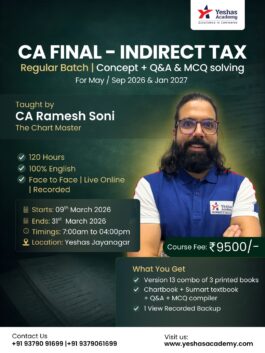 CA Final IDT Regular For May / Sep 2026 & Jan 2027 Exams By CA Ramesh Soni